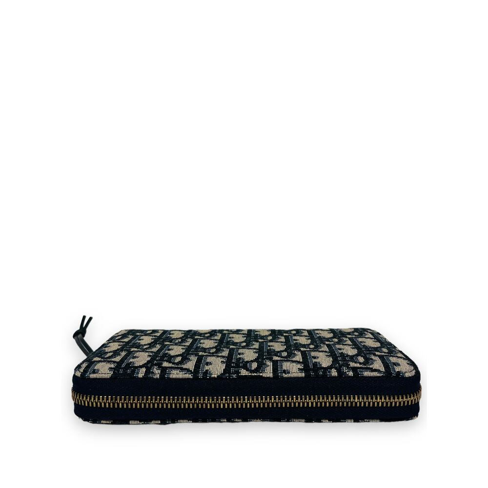 CHRISTIAN DIOR Blue Jacquard Oblique Logo Zip Around Long Wallet - Picture 4 of 8